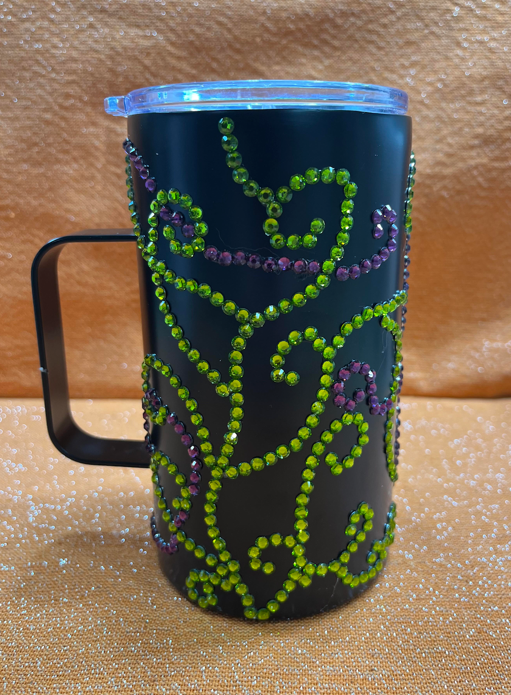 Vine Rhinestone Tumbler (Green/Purple)