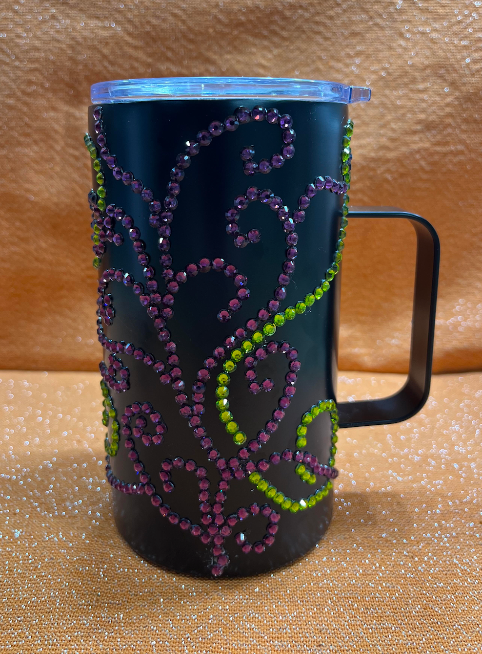 Vine Rhinestone Tumbler (Green/Purple)