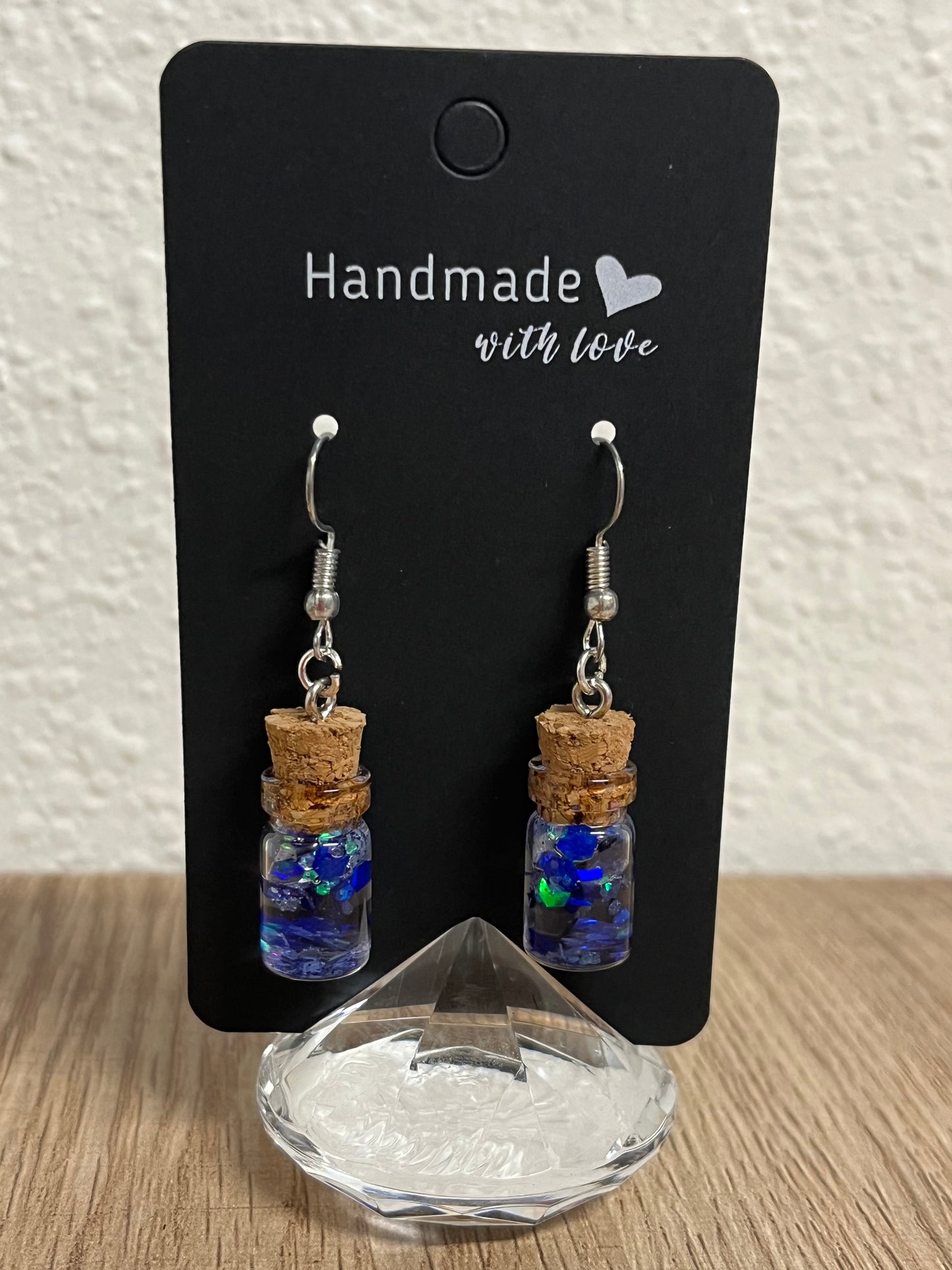 Blue Glitter Earrings