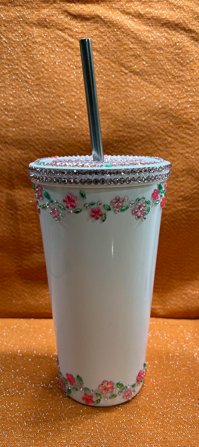 Flower Rhinestone Tumbler