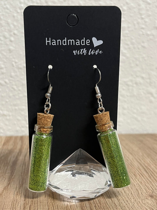 Green Glitter Earrings