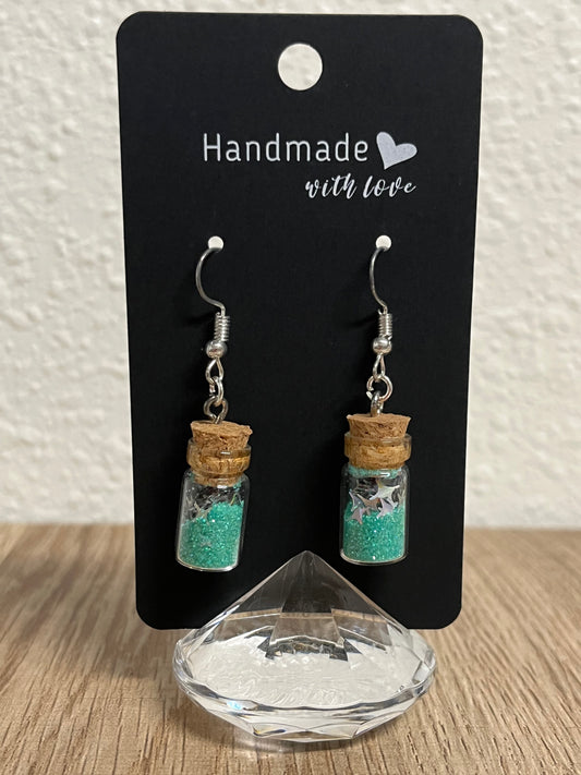 Teal Glitter Earrings