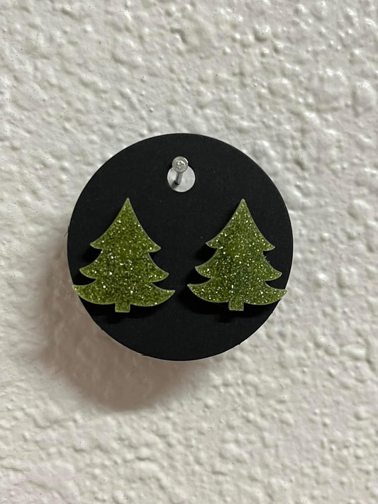 Sparkle Tree Earrings (Light Green)